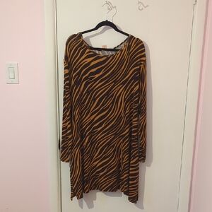 Smash + Tess Zebra Print Long Sleeve Dress - Black and Brown